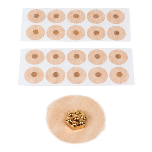 1000 Gauss Magnets With 7 Points - 20 Pieces/Pack 磁珠(镀金,7个凸点,带皮肤色胶布) Acupuncture Supply Wholesale