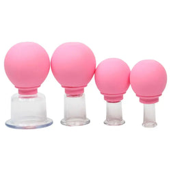 Silicone Facial Cupping Set (4 pcs/set) 美容罐 粉色 Acupuncture Supply Wholesale