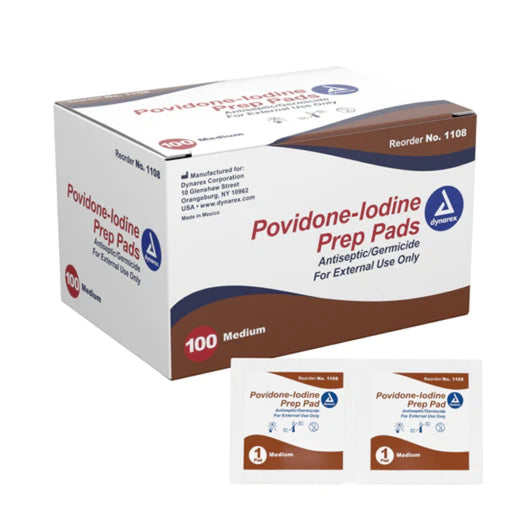 Povidone Iodine Prep Pads - 100/Box 碘酒片