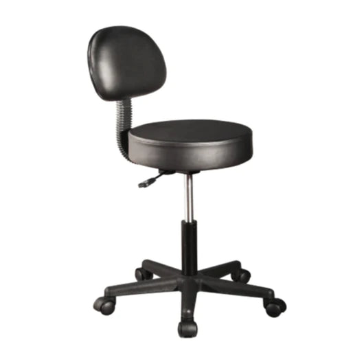 Premium Rolling Stool With Backrest (Black) 靠背转椅