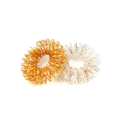Finger Massager Rings - Gold & Chrome (2 Pieces/Pack) 金、银按摩指环 Acupuncture Supply Wholesale