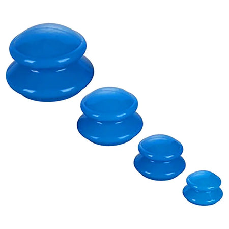 Blue Silicone Keep-Fit Cups - 4 Cup Set 硅胶简易罐 Acupuncture Supply Wholesale