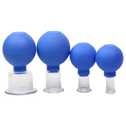 Silicone Facial Cupping Set (4 pcs/set) Blue 美容罐 蓝色 Acupuncture Supply Wholesale