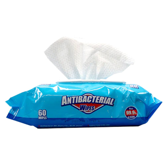 Antibacterial Wipes (60 Wipes/Pack) - No Alcohol