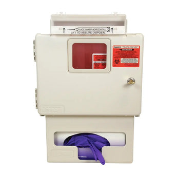Sharps Container System With Locking Mechanism and Glove Box Holder - Wall Mount (For 5 Quarts) MOORE MEDICAL